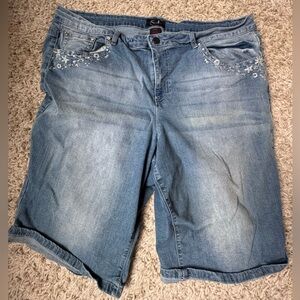 Earl Jeans Light Blue Embellished Denim Shorts